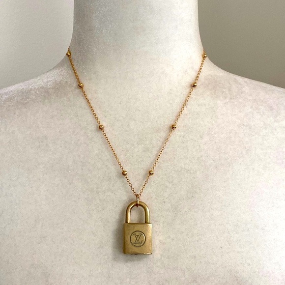 Louis Vuitton Lock Necklace Two Series #210 14K Gold Plated Chain - Picture 1 of 17